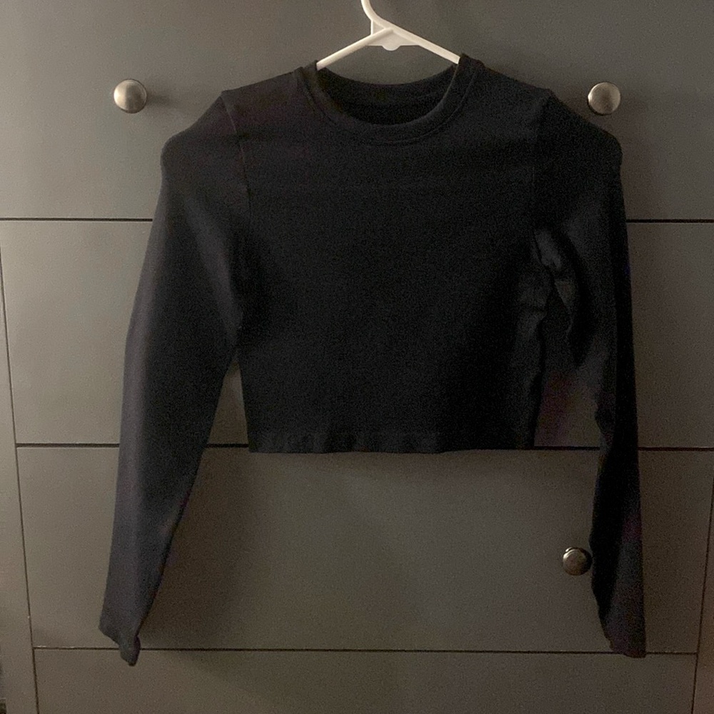 Shein XS Tight Black Long Sleeve Crop Top